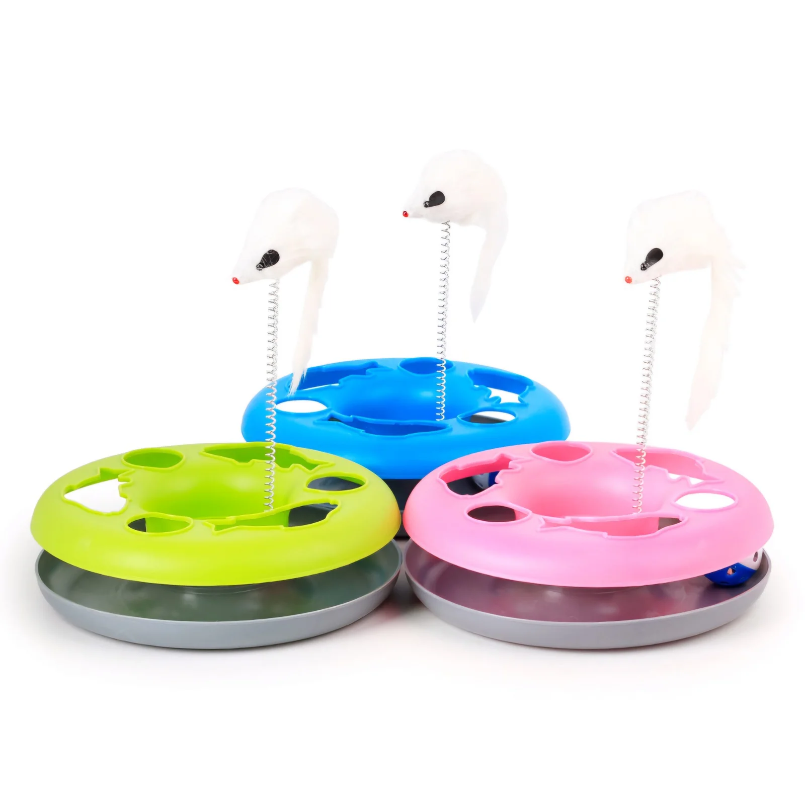 Cat Disc Toy with Spring Mouse and Balls