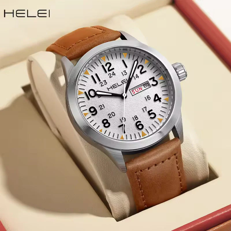 HELEI Sector Luminous Calendar Week Display Quartz Wrist Watch image 4