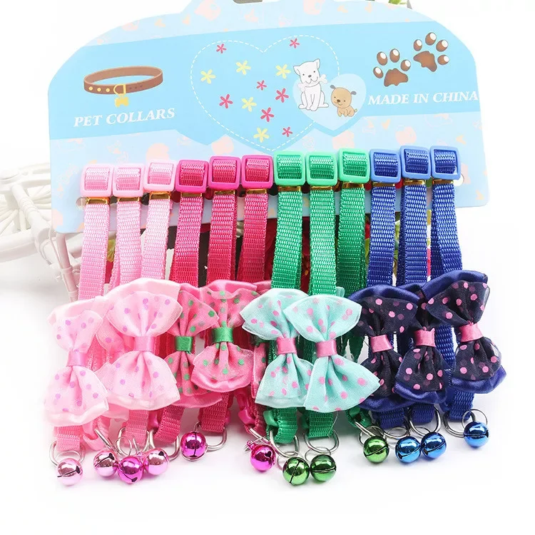 Adjustable Cat Collar with Bow Tie and Bell